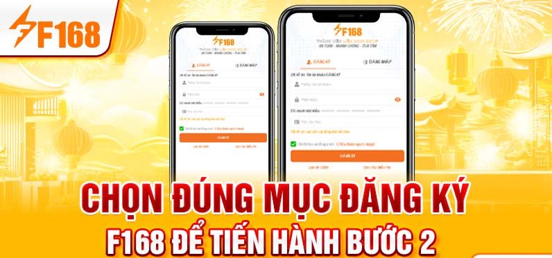 Chọn đúng mục đăng ký F168 để tiến hành bước 2